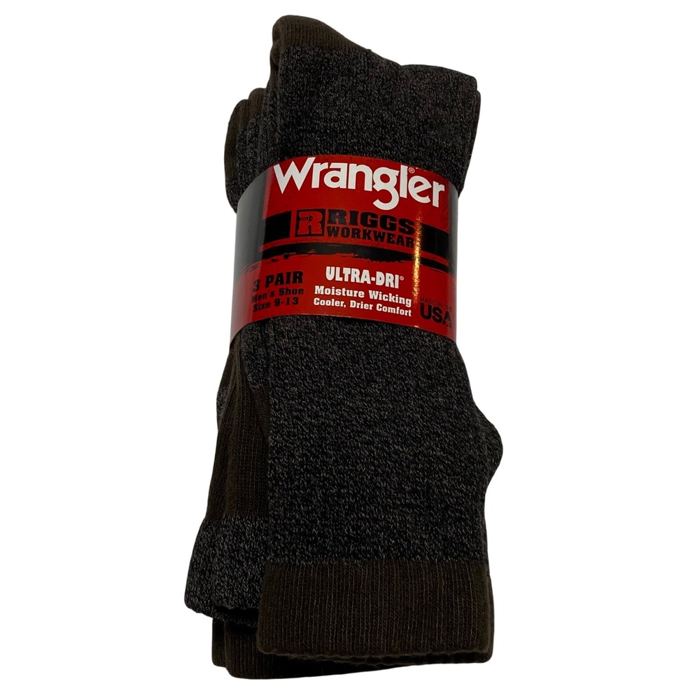 Wrangler Riggs Workwear Ultra-Dri Mens 3 Pair Socks Brown Shoe Size 9-13 USA NWT